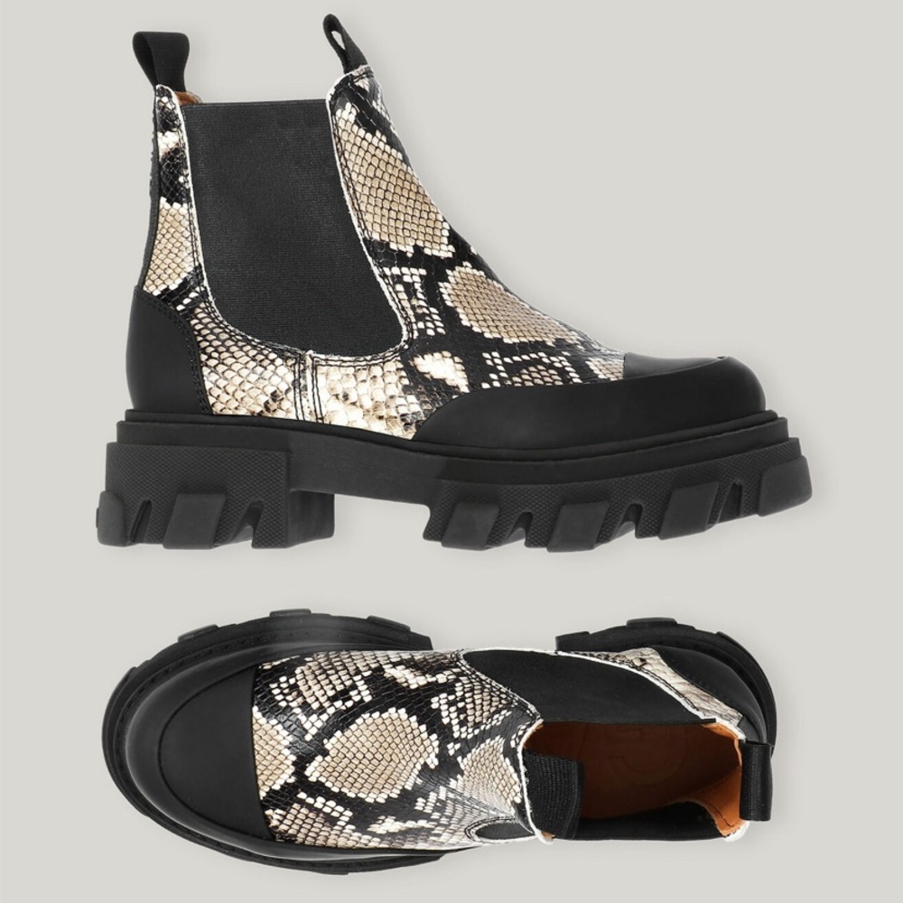 Ganni Embossed Snake Chelsea Boot